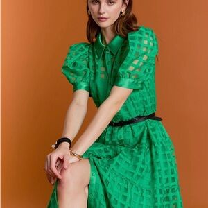 English Factory Vibrant Green Lattice Dress